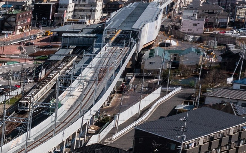 愛宕駅付近上空撮影写真（供用開始前）